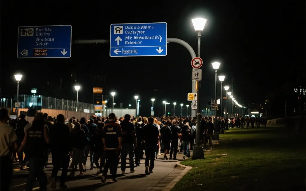 世界杯比赛日球场外的人潮与公共交通指引